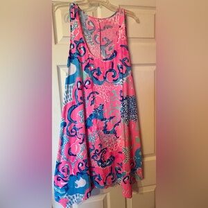 Lilly Pulitzer Pink, Blue & Aqua Printed Tank Dress size XL